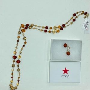 Charter Club Beaded Long Necklace & Earrings Set